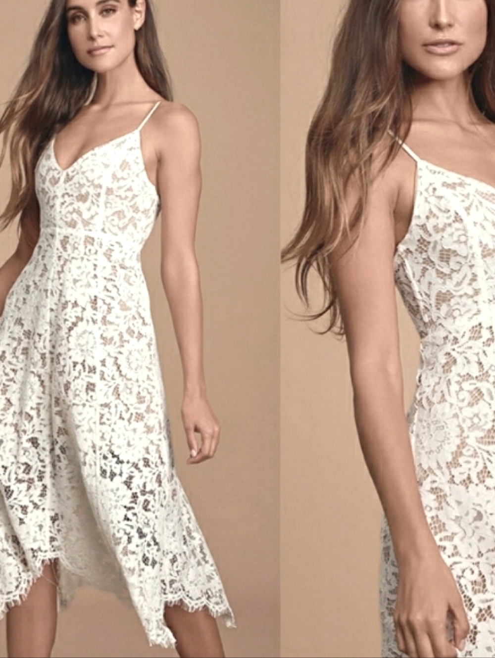 Lulu's White Lace Maxi Slip Dress with Spaghetti Straps